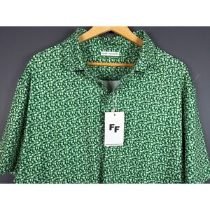 NWT Fore Fathers Mens XL Performance Golf Polo Shirt Green Abstract Print